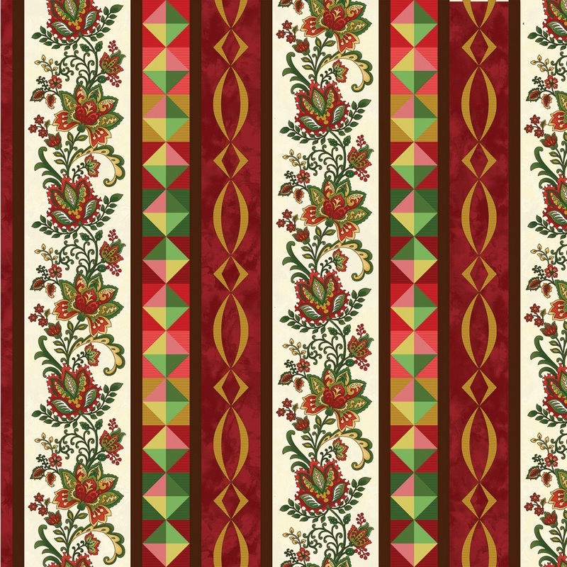 Henry Glass Jacobean Joyeux by Color Principle 2660 33 Cream Border