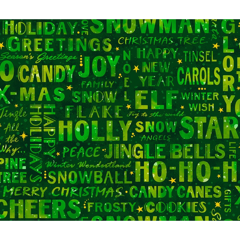 Oasis Fabrics - NOEL  59-4394 Green Words