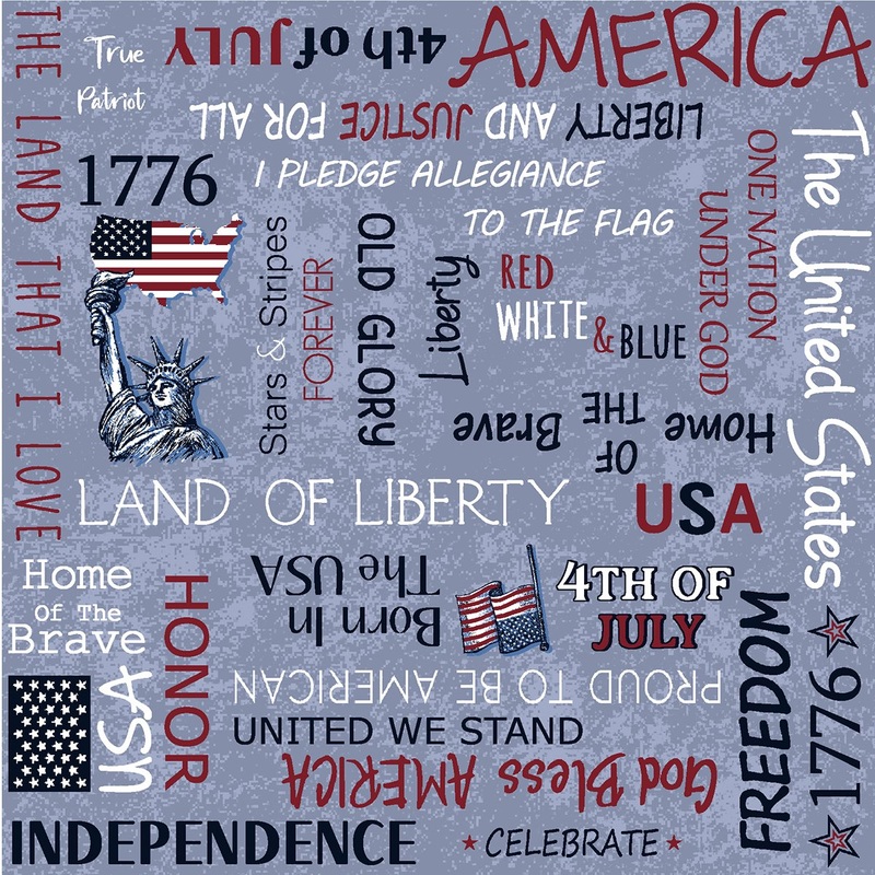 Oasis Fabrics - RWB - American Words, Light Blue  OA604621