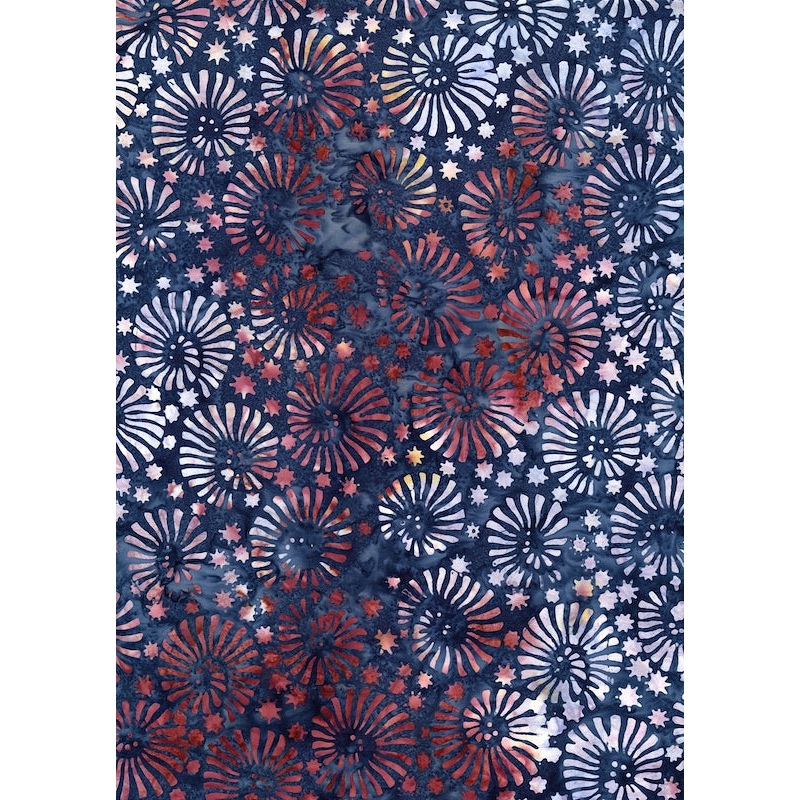 Tonga Batiks - Fireworks - Tonga - B 8214 - Patriot - Snazzy Swirls