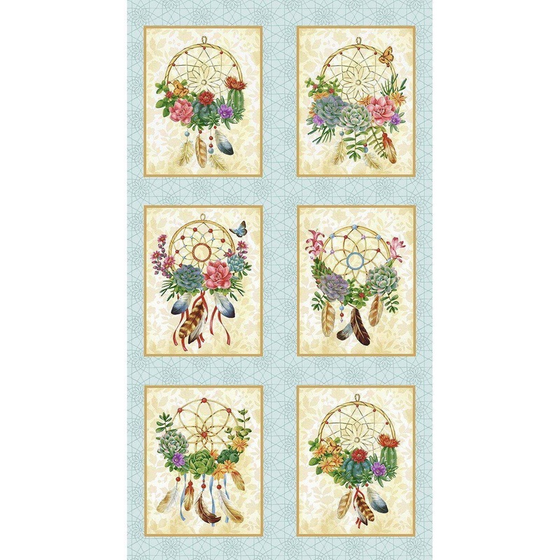 Dream Catcher Cream Dream Catchers 6 Blocks Panel 24x 44/45  9750-14