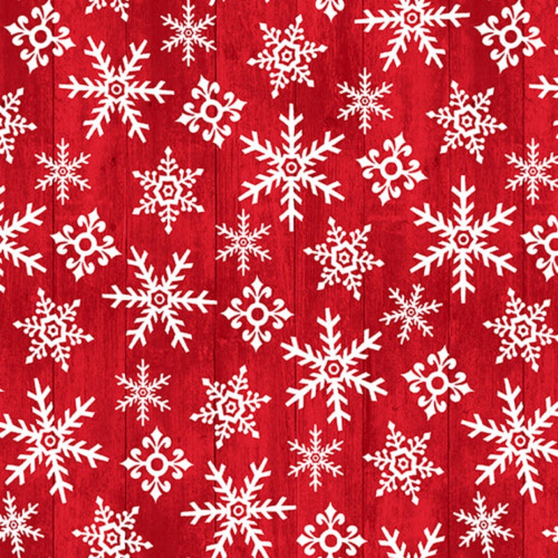 Flannel - Snow Place Like Home Flannel F5702-80 Red Tossed Snowflakes