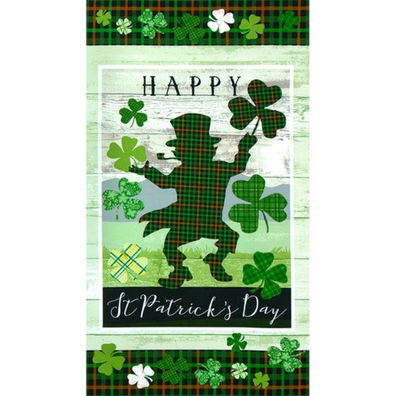 Hello Lucky Green Leprechaun Quilt Panel # 9740P-69