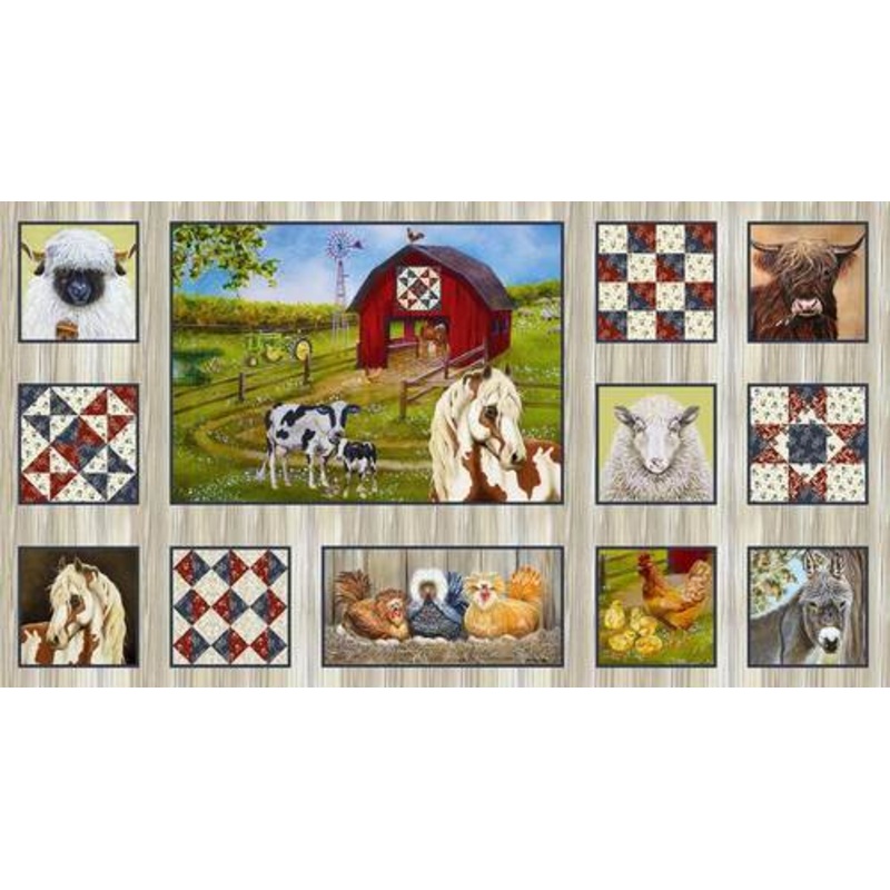 Henry Glass - Down on the Farm Panel 9665-44 Ecru