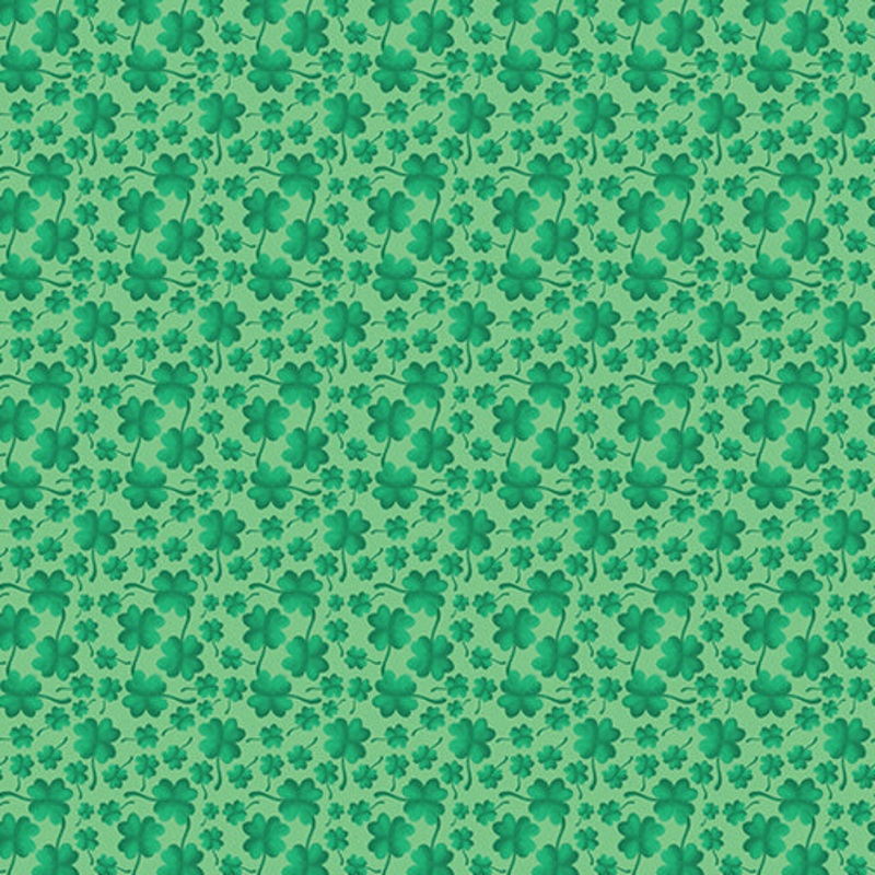 Lucky Gnomes Mini Clovers Kelly Green - Benartex  12662-43