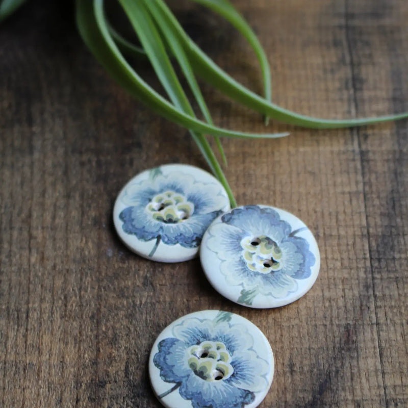 Ceramic Vintage Floral Buttons - Pincushion Flower