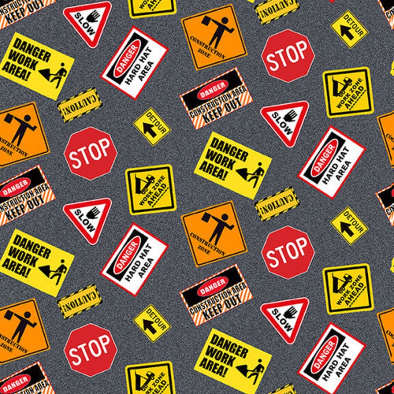 Construction Zone 384-90 Gray Sign Tossed