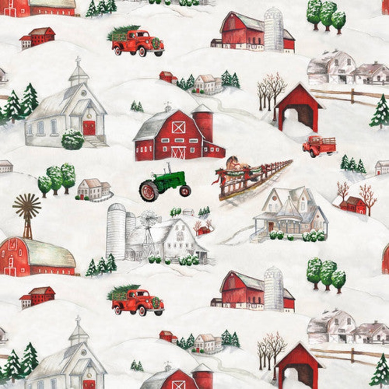 Wintry Mix by Elizabeth Medley 2295-01 White - Winter Scenic