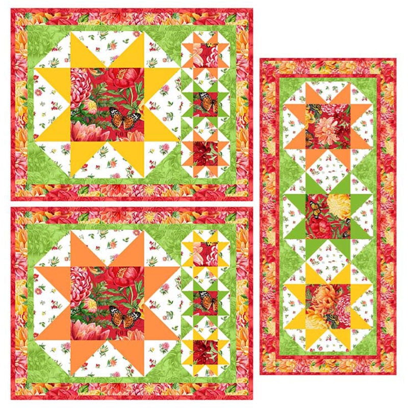 Kit - Mesa Star Runner / Placemats Kit with Morning Blossom from Northcott