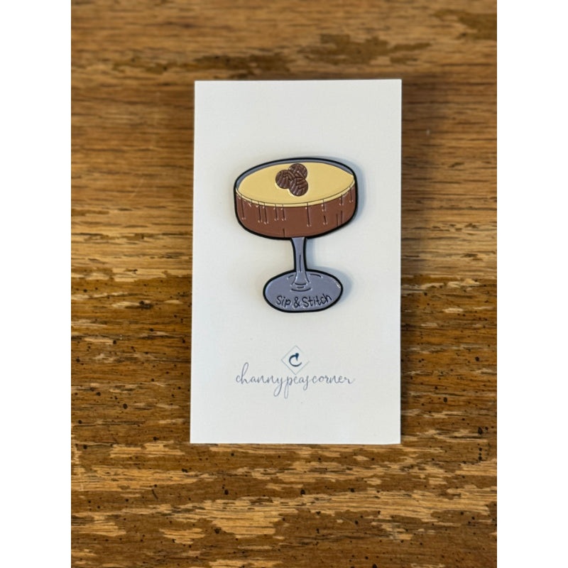 Sip and Stitch Enamel Pin