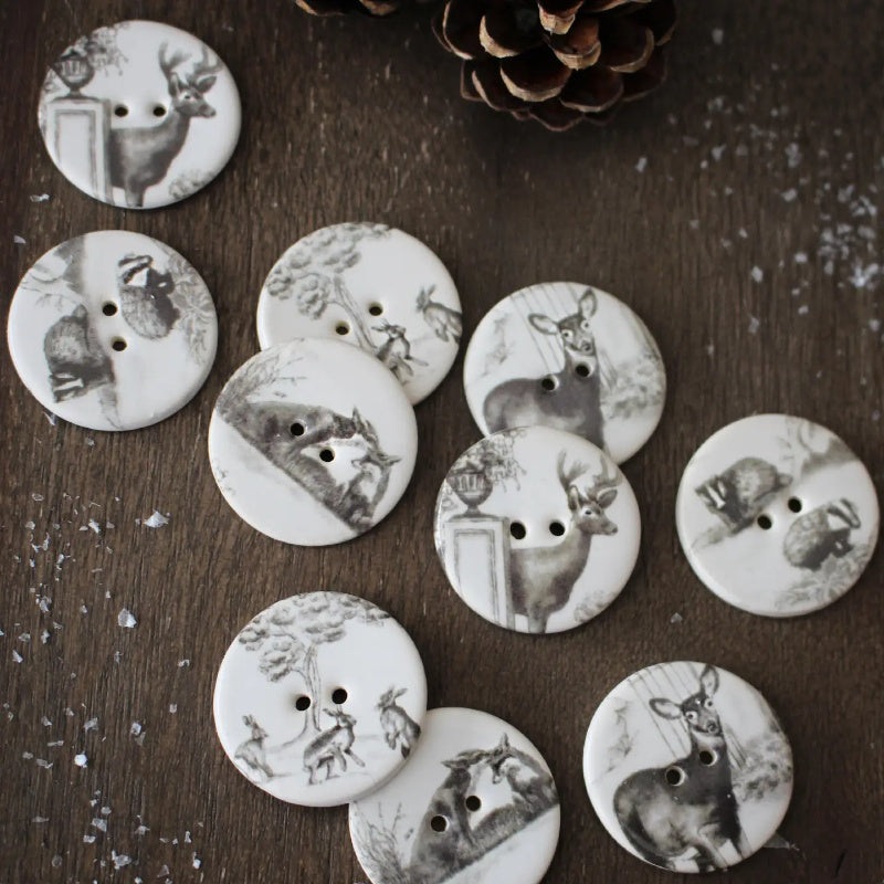 Woodland Animals Ceramic Buttons