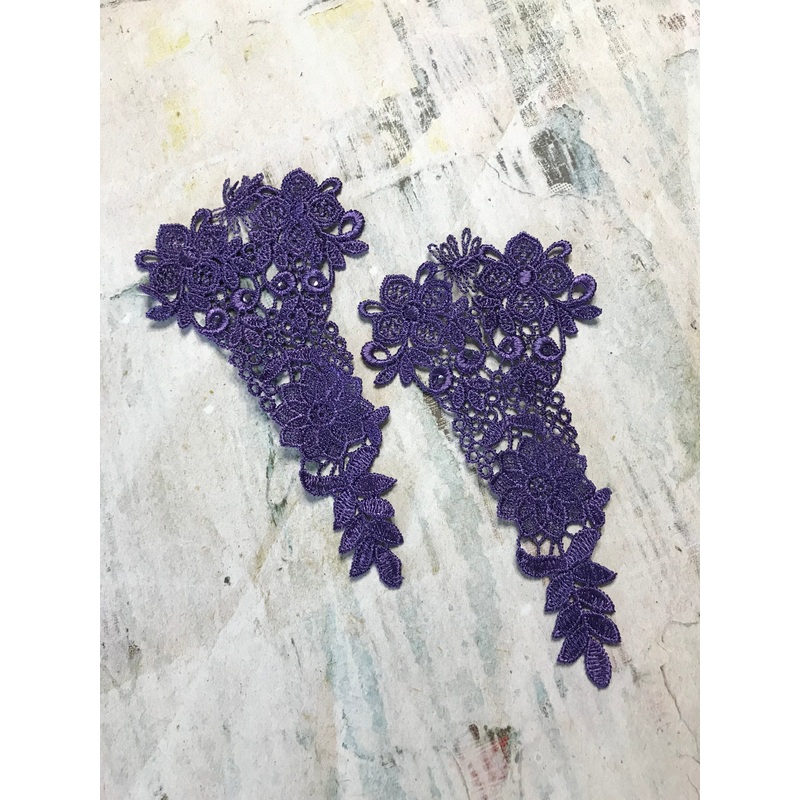 2 PCS Purple Floral Lace Appliques