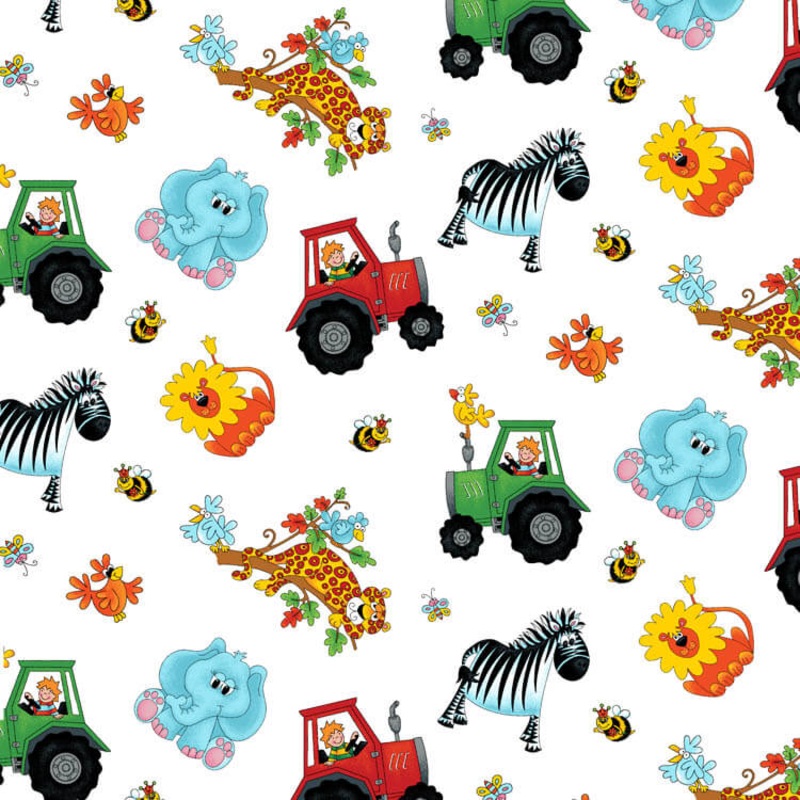 Alpha-Babies Fabric, Tossed Animals Fabric, Q-615-186, Henry Glass Fabric