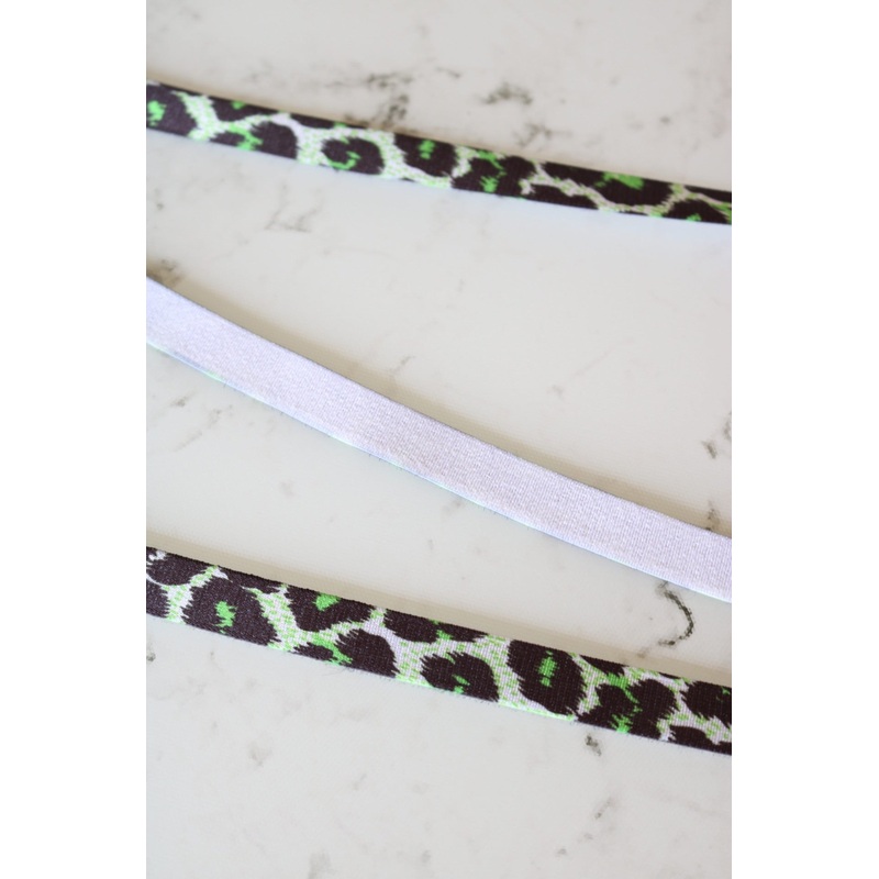 Green Cheetah 1/2 (13mm) Satin Strap Elastic