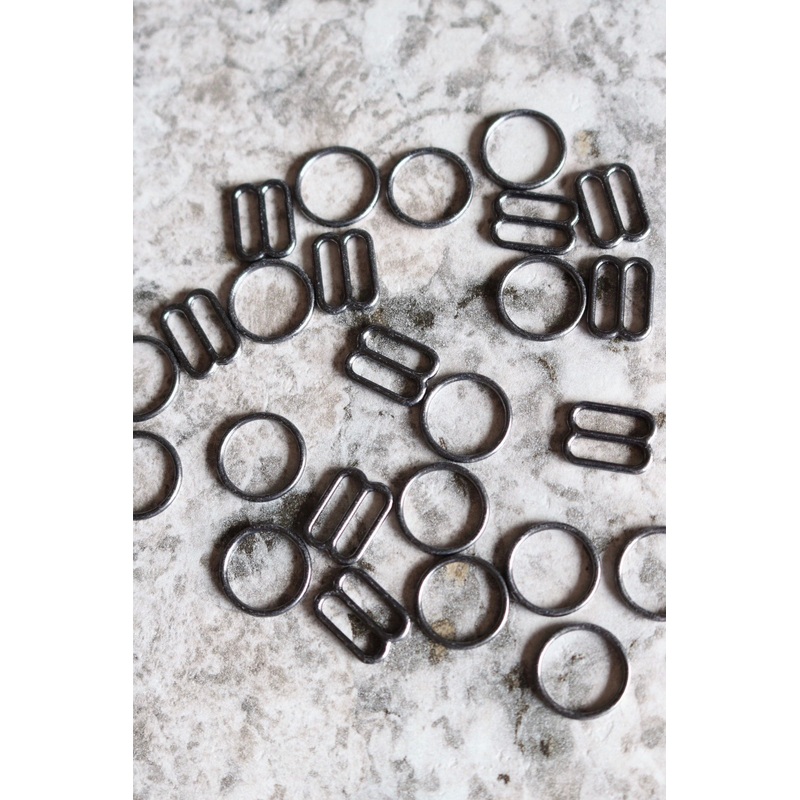 Gunmetal 1/2 (12mm) Bra Rings & Sliders