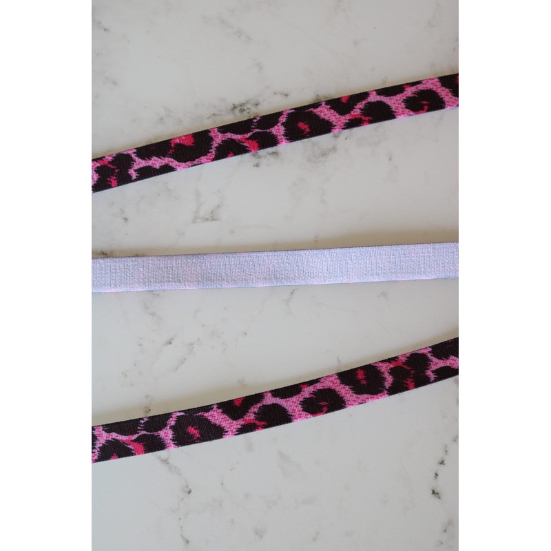 Pink Cheetah 1/2 (13mm) Satin Strap Elastic