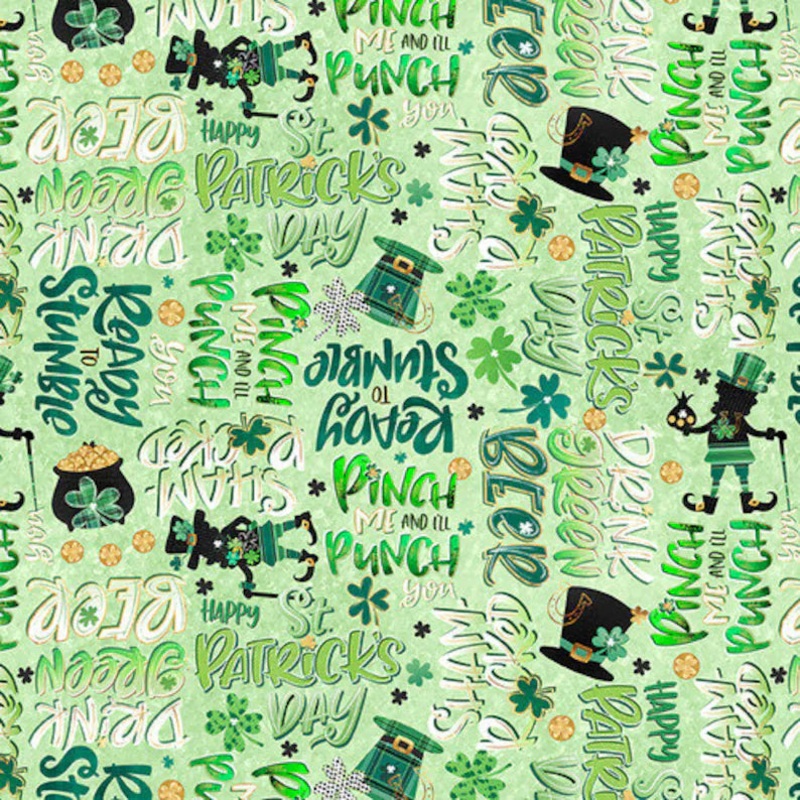 Shamrocked St. Pat's Day Words in Light Green 2494-60
