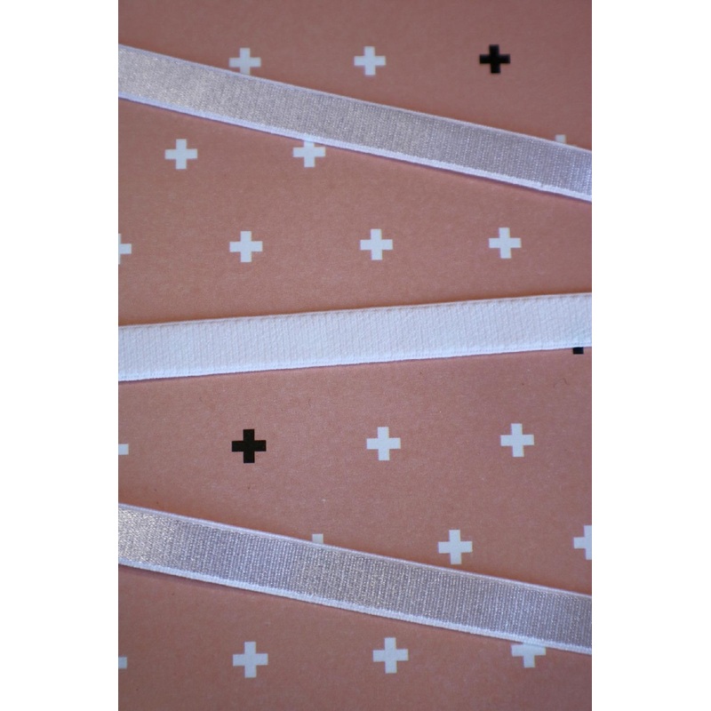 White 3/8 (10mm) Plush Back Satin Strap Elastic
