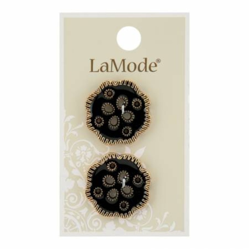 1 Black and Gold Flower Buttons | LaMode