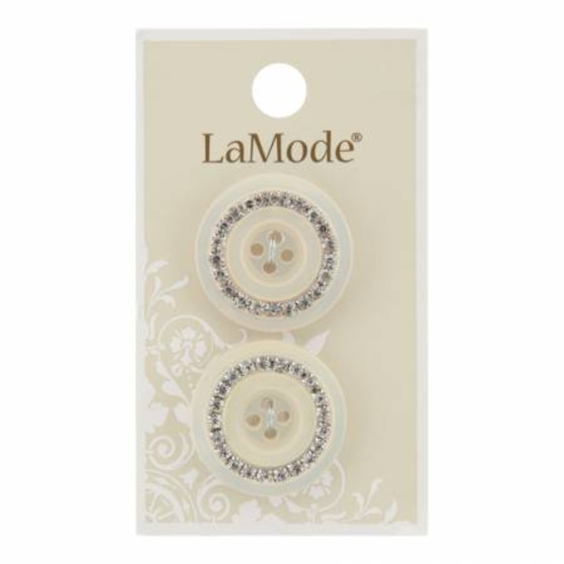 1 White Rhinestone Buttons | LaMode