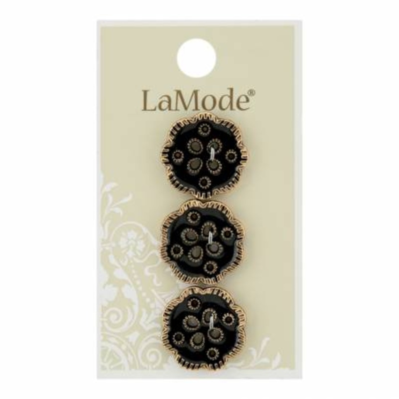 13/16 Black and Gold Flower Buttons | LaMode