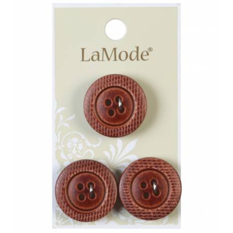 7/8 Brown Ribbed Buttons | LaMode