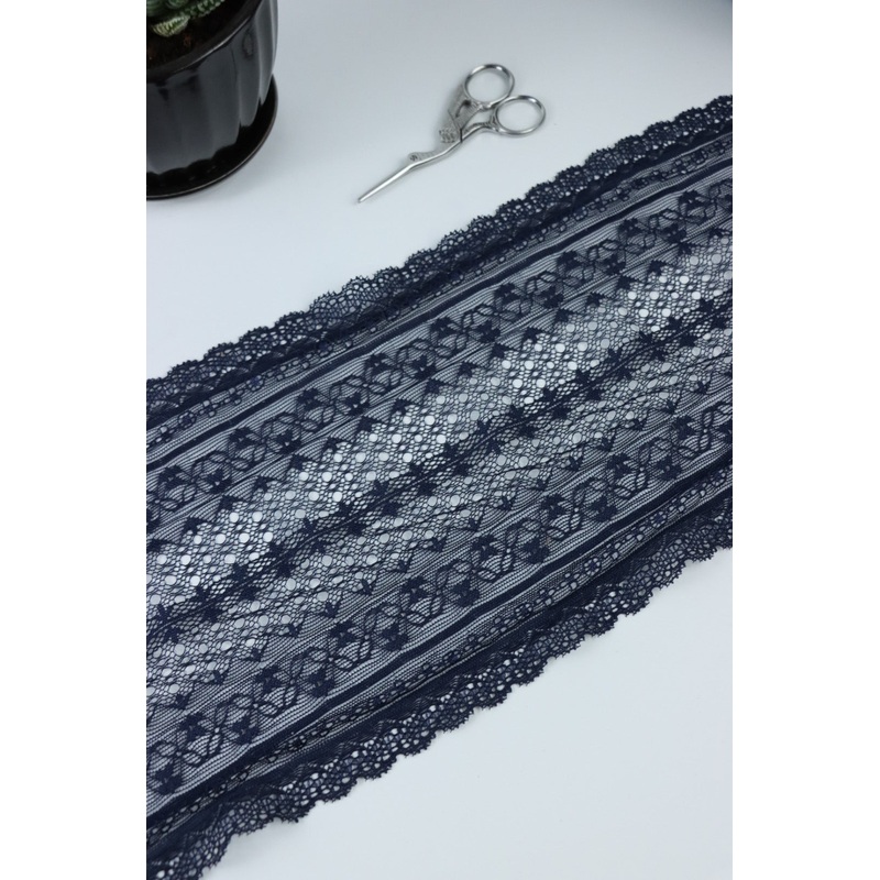 Navy 7.25 Wide Stretch Lace
