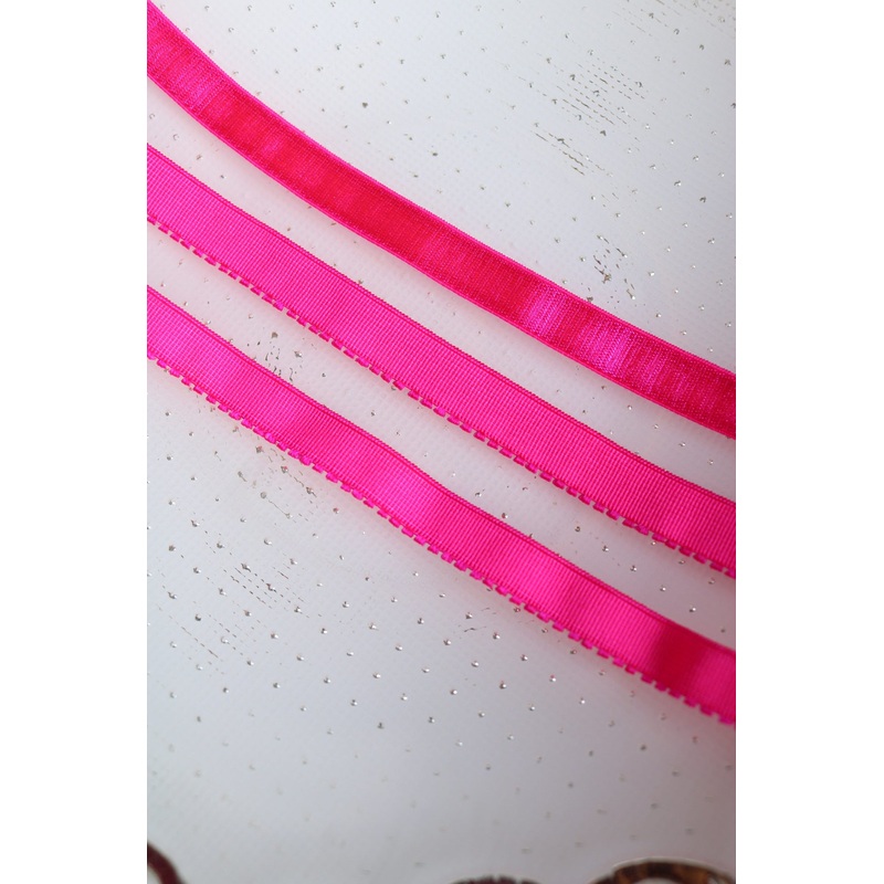 Pink Glo Satin Strap & Picot Elastic