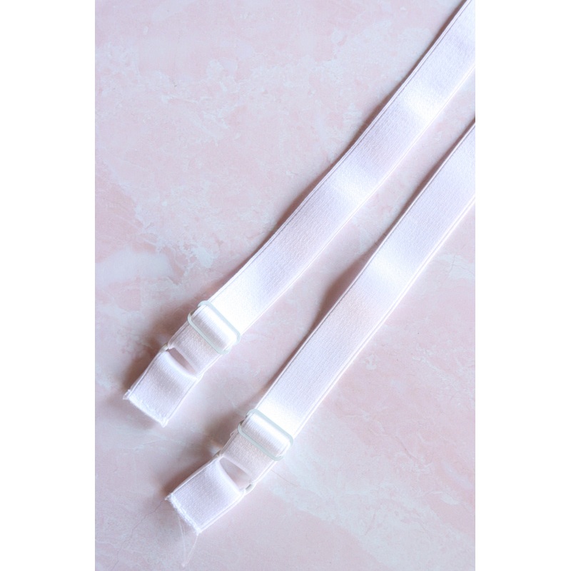 White 3/4 Pre-Made Plush Back Satin Straps