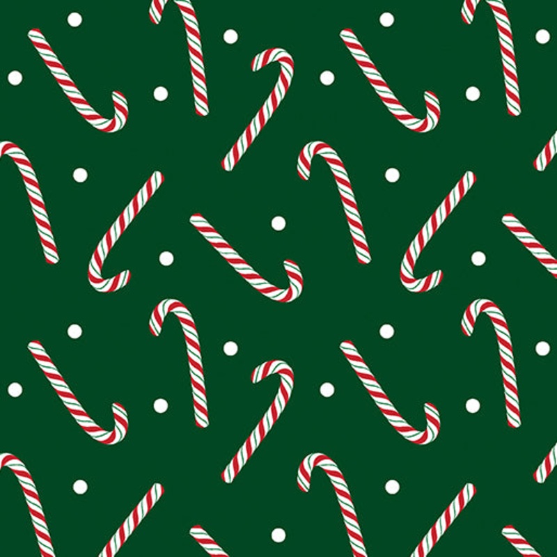 Country Christmas - Jolly Candy Canes Dark Green by Kanvas Studio  14012 44B