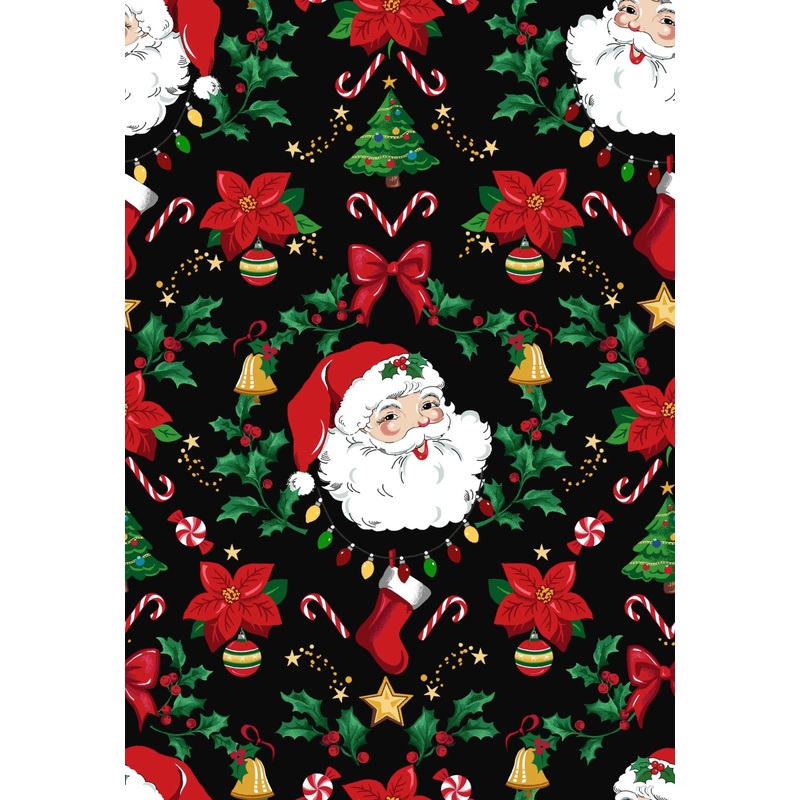 FL-Tidings & Joy D103-Z Black - Santa Trimmings