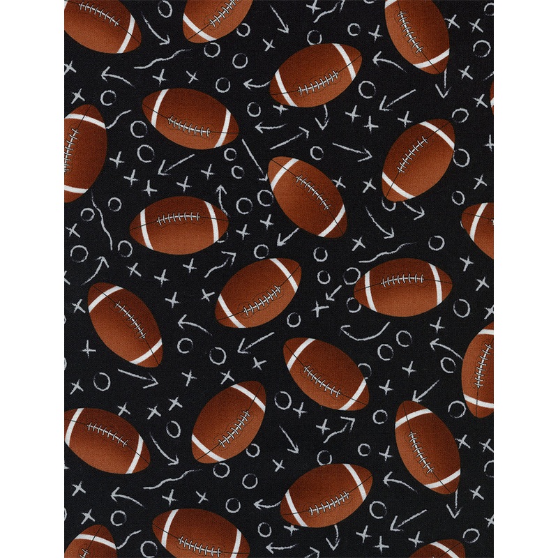 Footballs on Chalkboard from Timeless Treasures 100% Cotton Fabric- c1228