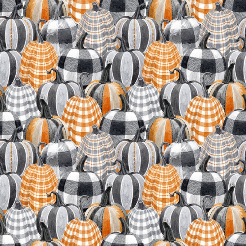 Harvest Classics by Anna Bailey 2710-90 Lt. Gray Pumpkins Collage