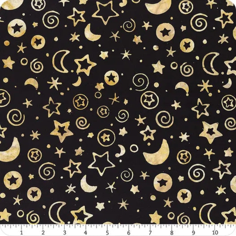 Midnight Magic Black Stars and Moons Yardage 83005-99