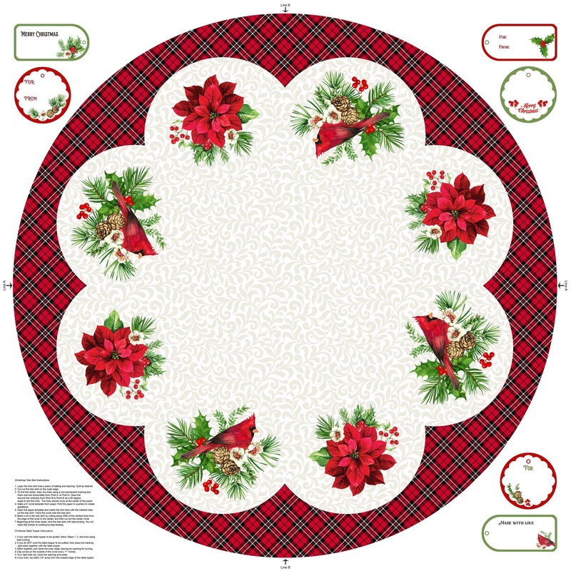 Northcott Cardinal Christmas DP25477 10 Tree Skirt Panel