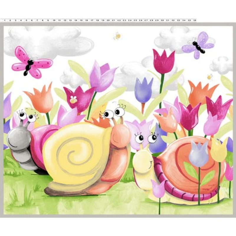 Sloane The Snail - Play Mat Panel by Susy Bee Fabrics  SB20412-100 White