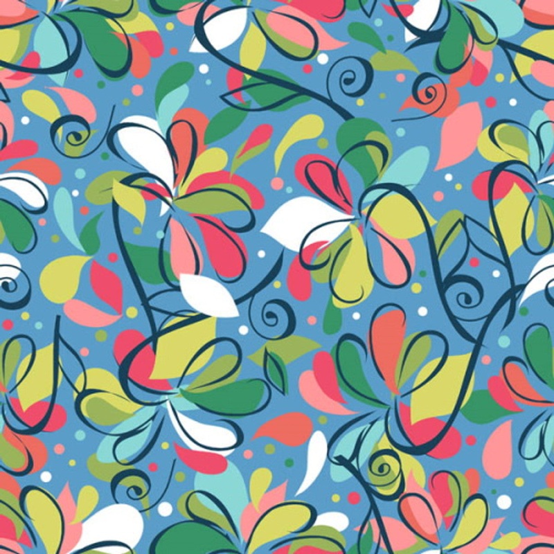 Swirlygig Swirl Flowers - Blue Fabric - RIV-SG-2250-7 - Swirlygig - Rivers Bend