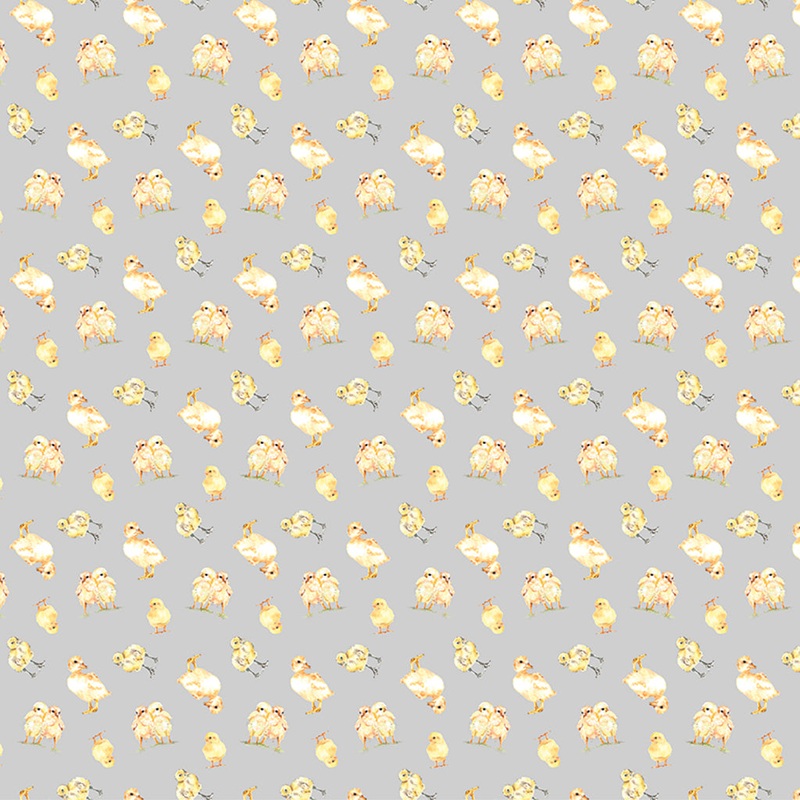Farm Life Digital Chicks Y3943-116 Mist Gray by Cloth Works