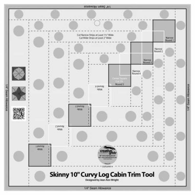 Ruler  Creative Grids Skinny 10in Curvy Log Cabin Trim Tool # CGRJAW14