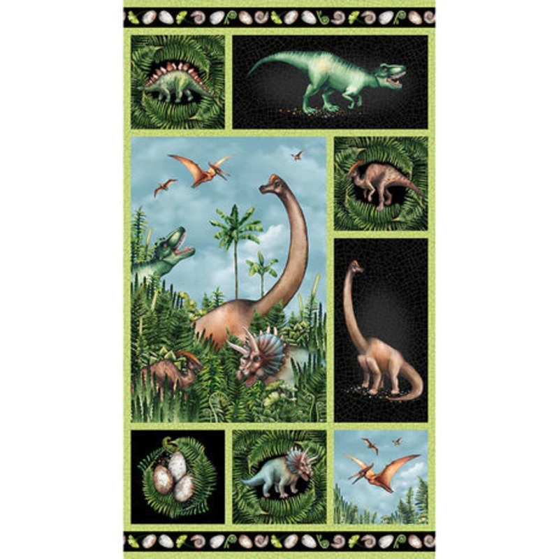 Paleo Tales 24 Panel Black Multi Northcott  DP26780-99