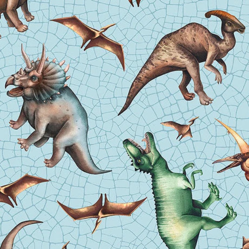 Paleo Tales Dino Toss Blue Multi Northcott   DP26783-42