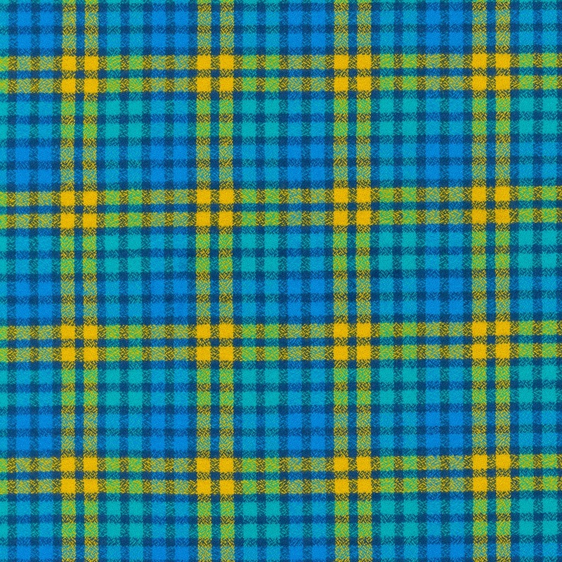 Turquoise/Peri/Yellow/Navy Plaid | Mammoth Flannel | Robert Kaufman