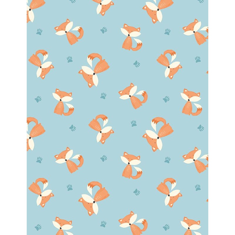Winsome Critters  Foxes on Blue 36256-482