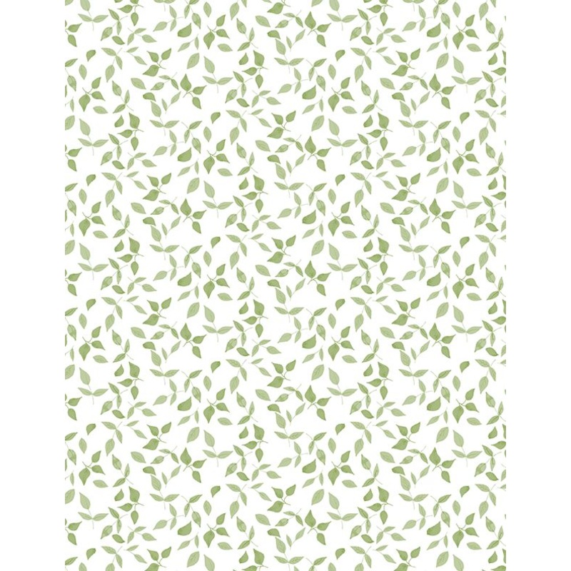 Winsome Critters Green Leaves on White 36258-170