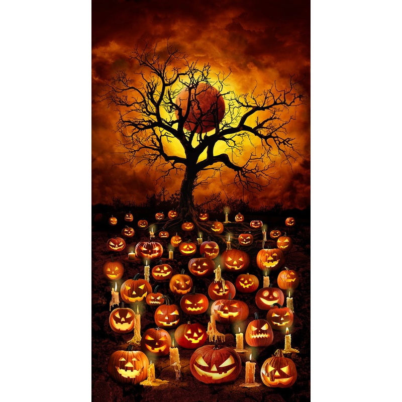 All Hallows Eve CD2914 Orange Jack O Lantern Blood Moon 24 Panel