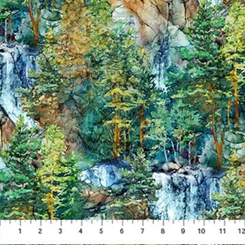 Cedarcrest Falls DP26907-66 Teal Multi for Northcott