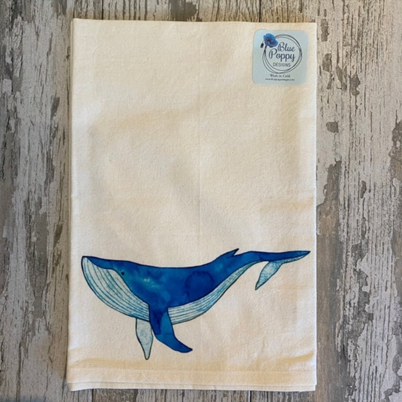 Dish Towel - Watercolour Whale - White