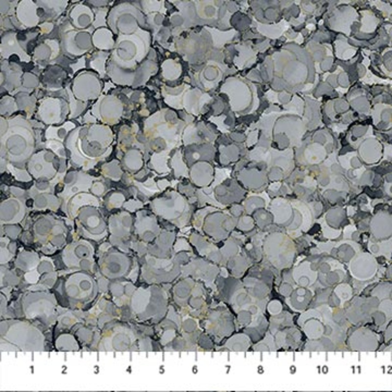 Midas Touch Bubble Texture Dark Gray Metallic Northcott   DM26834-97