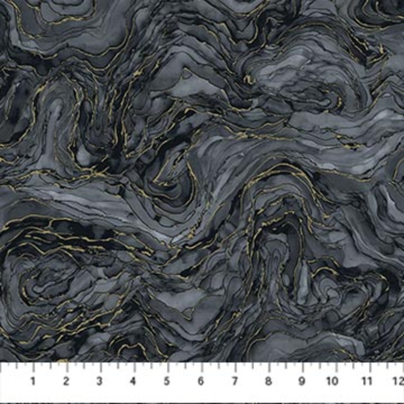 Midas Touch Wave Texture Black Metallic Northcott   DM26835-99