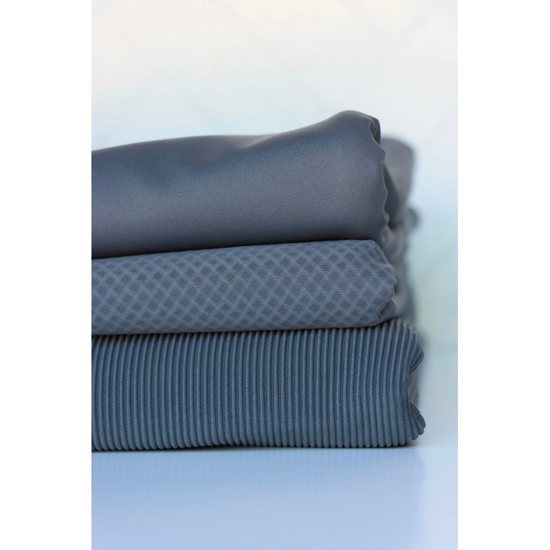 Slate Gray Matte, Ribbed & Crosshatch Swim Trio Bundle | 1/2YD Each